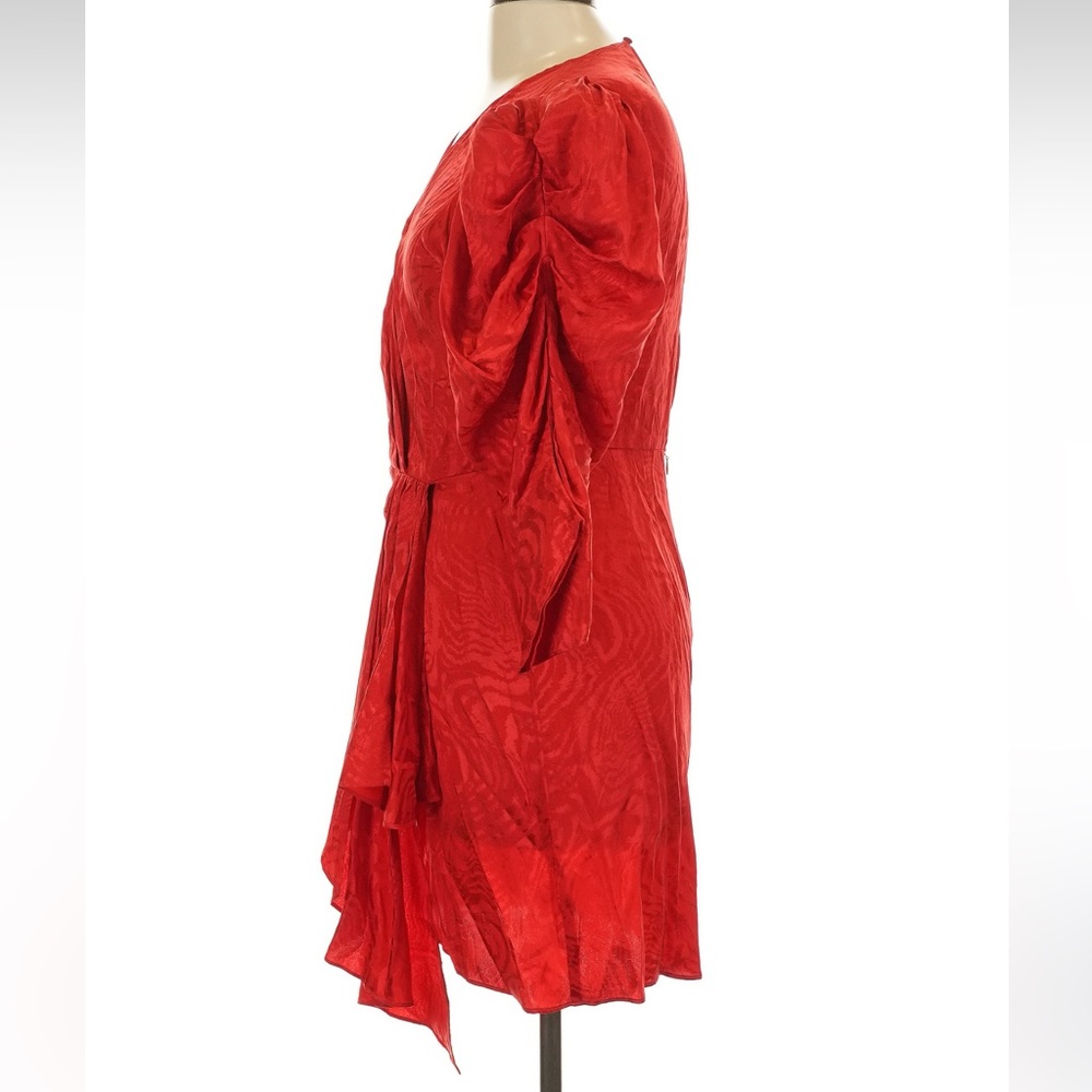 Ronny Kobo Amara Silk-Blend Ruched Puff Sleeve Leopard Party Derby Dress - Picture 6 of 12